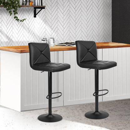Two Bar Stools Kitchen Dining Chairs Gas Lift Stool Leather Black-Home Living Store-Furniture > Chairs > Table & Bar Stools