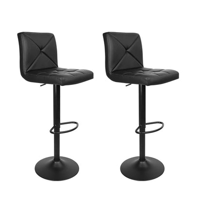 Two Bar Stools Kitchen Dining Chairs Gas Lift Stool Leather Black-Home Living Store-