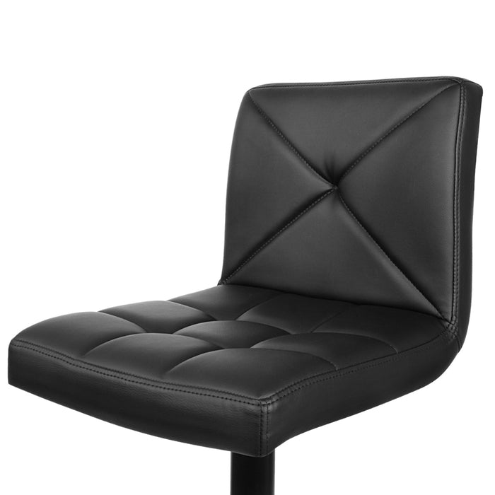 Two Bar Stools Kitchen Dining Chairs Gas Lift Stool Leather Black-Home Living Store-