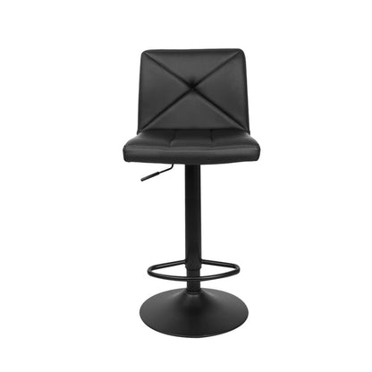 Two Bar Stools Kitchen Dining Chairs Gas Lift Stool Leather Black-Home Living Store-