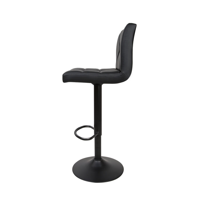 Two Bar Stools Kitchen Dining Chairs Gas Lift Stool Leather Black-Home Living Store-