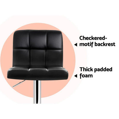 Two Bar Stools Leather Gas Lift Black-Home Living Store-