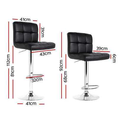 Two Bar Stools Leather Gas Lift Black-Home Living Store-
