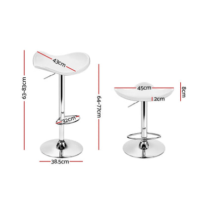 Two Bar Stools Leather Gas Lift Chair White-Home Living Store-