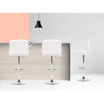 Two Bar Stools Leather Gas Lift White-Home Living Store-