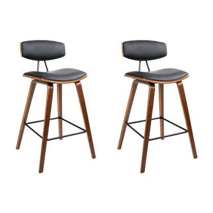 Two Bar Stools Leather Padded w/Backrest-Home Living Store-