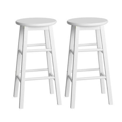Two Bar Stools Round Chairs Wooden White-Home Living Store-