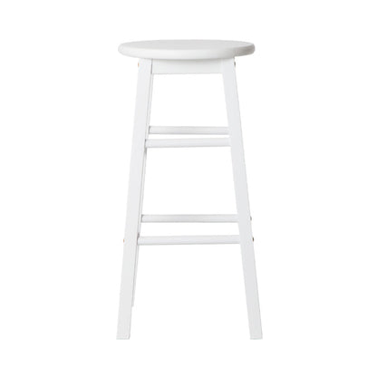 Two Bar Stools Round Chairs Wooden White-Home Living Store-