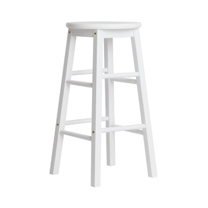 Two Bar Stools Round Chairs Wooden White-Home Living Store-