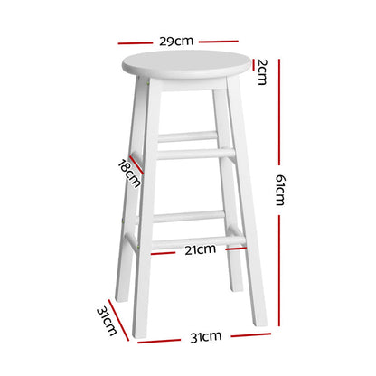 Two Bar Stools Round Chairs Wooden White-Home Living Store-