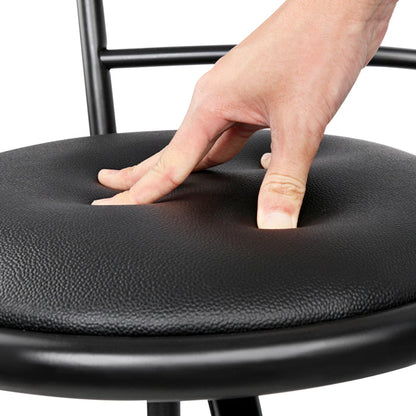 Two Bar Stools Swivel Leather Padded Metal-Home Living Store-