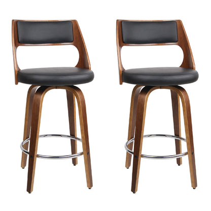 Two Wooden Bar Stools - Black-Home Living Store-