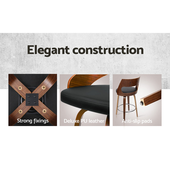 Two Wooden Bar Stools - Black-Home Living Store-