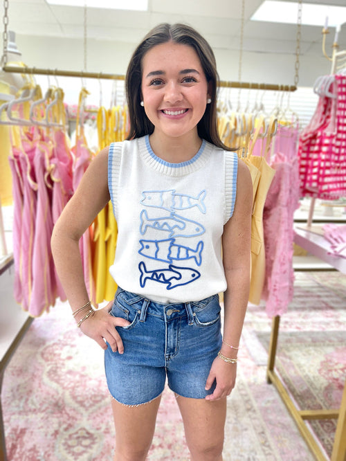 Under The Sea Sleeveless Knit Top