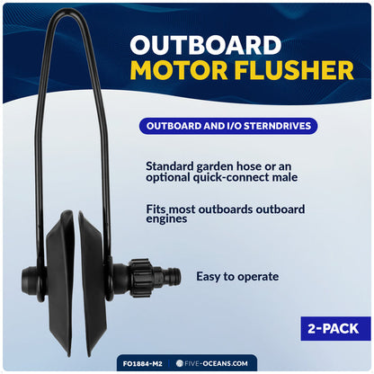 Universal Outboard Motor Flusher, Rectangular Muffs, 2-Pack - FO1884-M2 - Five Oceans
