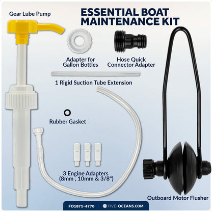 Universal Outboard Motor Flusher Round Muffs & Gear Oil Pump Kit - FO1871-4770 - Five Oceans