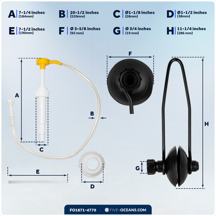 Universal Outboard Motor Flusher Round Muffs & Gear Oil Pump Kit - FO1871-4770 - Five Oceans
