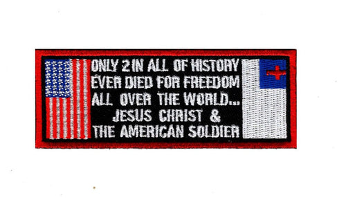 USA Flag Christian Flag Jesus Christ And American Soilders Patch (Iron On)