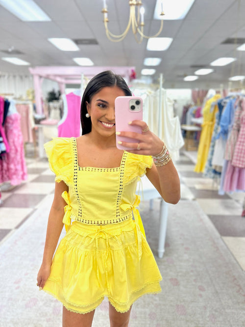 Vacay Ready  2 Piece Set (Top/Skort) (Yellow)