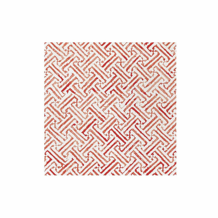 Red and white geometric patterned Papersoft dinner napkin with a soft, linen-like texture and square design.