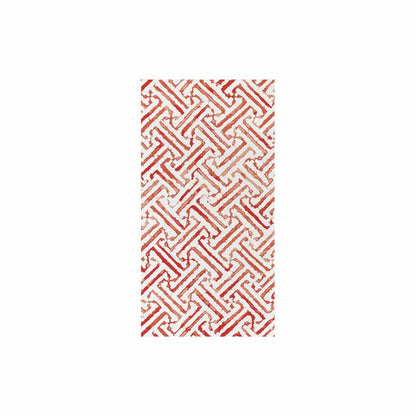 Vietri Papersoft guest towel with a red and white geometric lattice pattern on soft, absorbent spunlace material.