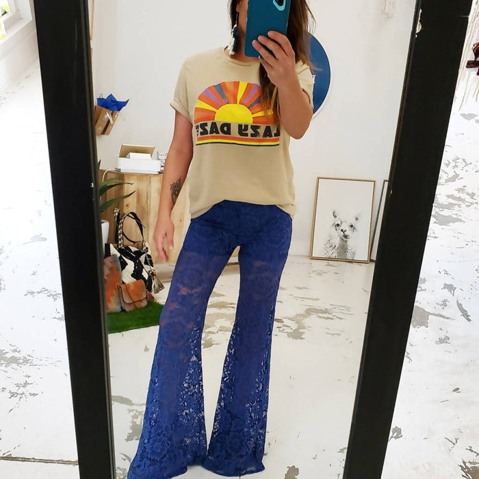 Vintage Blue Bohemian Bell Bottom Pants
