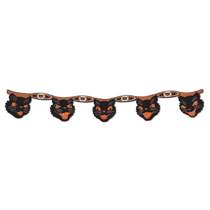 Vintage Halloween Jointed Cat Garland. 7½" x 4'