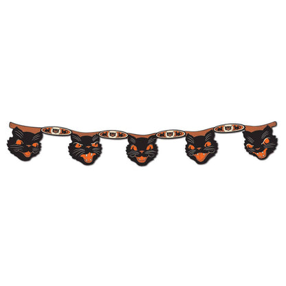 Vintage Halloween Jointed Cat Garland. 7½" x 4'