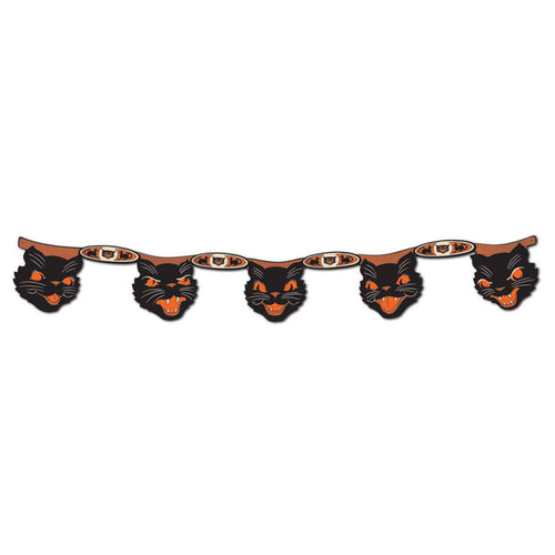 Vintage Halloween Jointed Cat Garland. 7½" x 4'