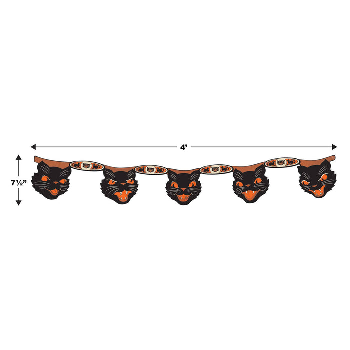 Vintage Halloween Jointed Cat Garland. 7½" x 4'