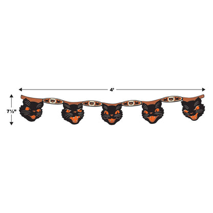 Vintage Halloween Jointed Cat Garland. 7½" x 4'