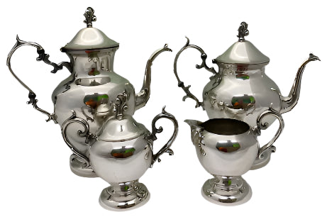 Vintage Silver Over Copper Four Piece Tea/Coffee Service with Berry Finial.