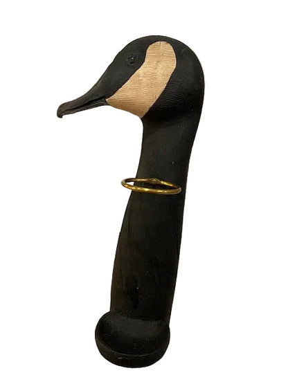 Vtg. Carved Wood Canadian Goose Long Matchstick Holder