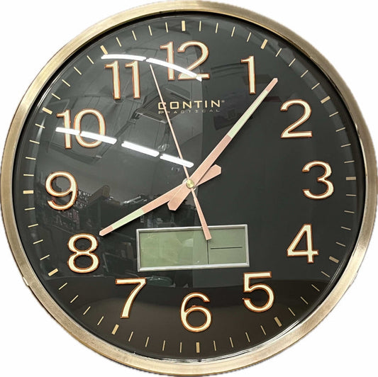 Wall Clock Round With Digital Display