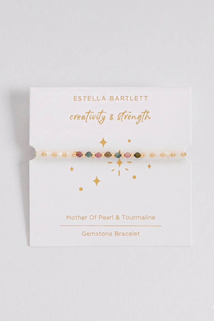 Wellness Mother-of-Pearl & Mixed Tourmaline Stretch Sienna Bracelet