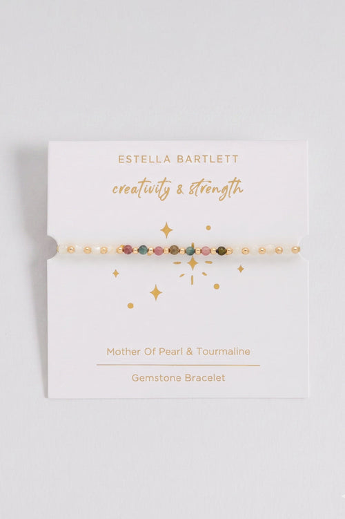 Wellness Mother-of-Pearl & Mixed Tourmaline Stretch Sienna Bracelet