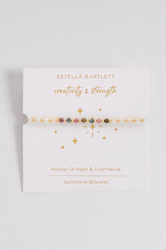 Wellness Mother-of-Pearl & Mixed Tourmaline Stretch Sienna Bracelet