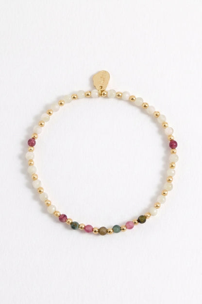 Wellness Mother-of-Pearl & Mixed Tourmaline Stretch Sienna Bracelet