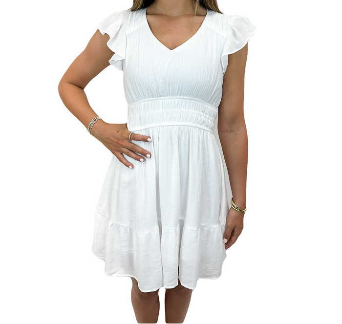White Flowy Mini Dress