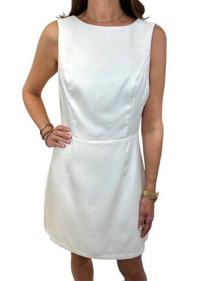 White Mini Dress with V in the Back