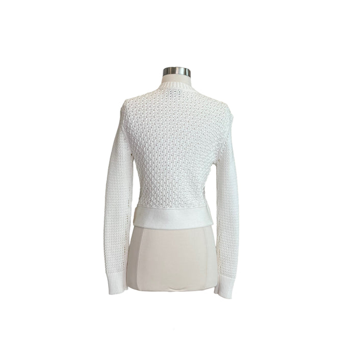 White Zip Cardigan - S