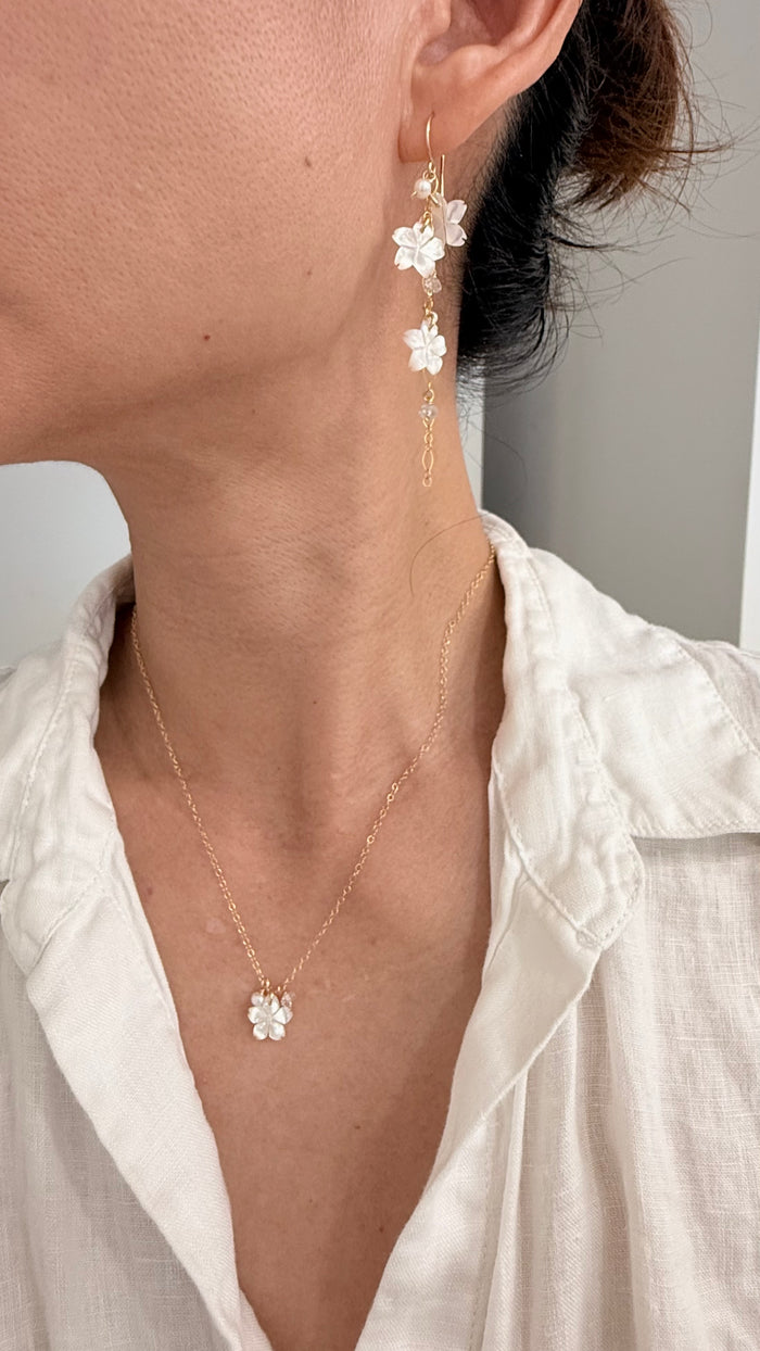 White Sakura Waterfall earrings