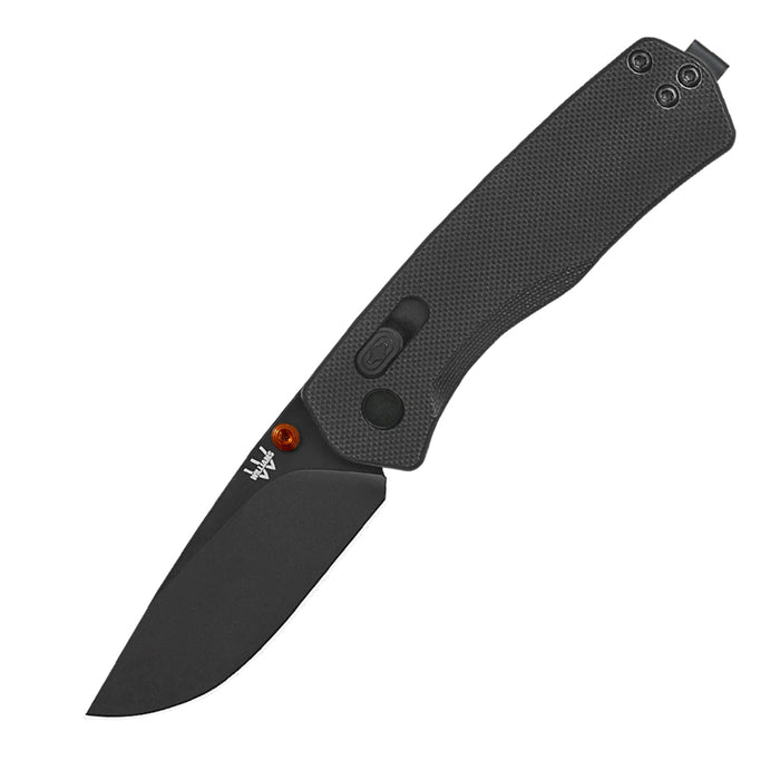 Williams 6.5" Glide folding knife with a black M390 drop point blade and textured black G-10 handle.