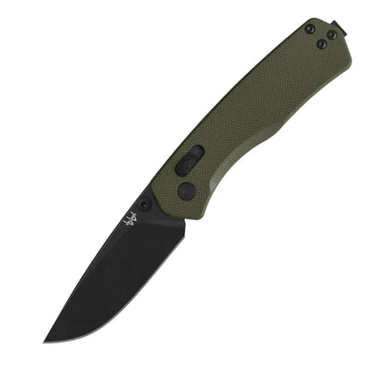 Williams Knife 6.5" Glide Folder with a black M390 drop point blade and textured olive green G-10 handle.