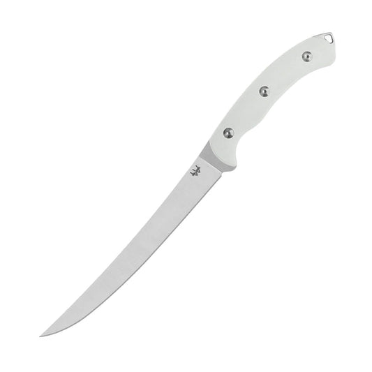 Williams Inshore fillet knife with a 7-inch S30V stainless steel blade and ergonomic white G-10 handle.