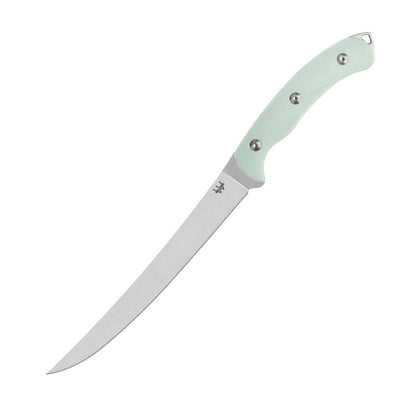 Williams Inshore fillet knife with a 7-inch S30V stainless steel blade and ergonomic pale green G-10 handle.