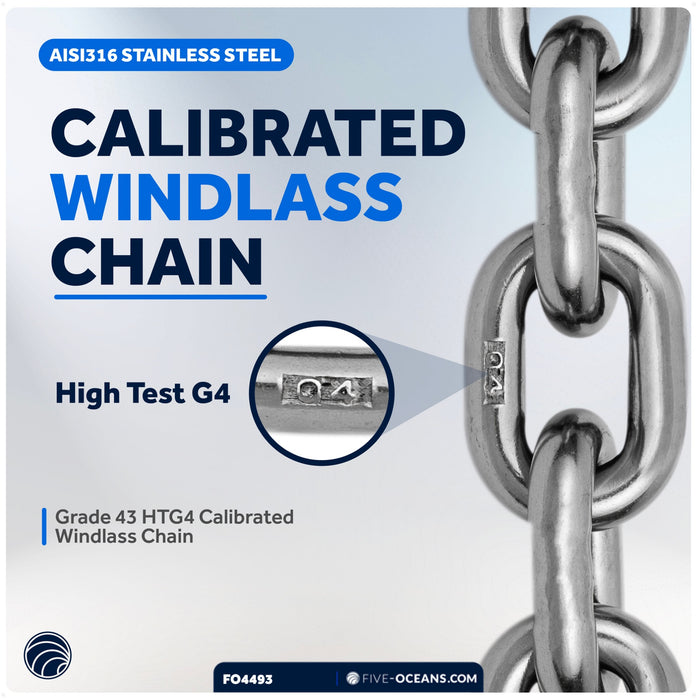 Windlass Anchor Chain 5/16" HT G4 - Stainless Steel - (Per Foot) - FO4493 - Five Oceans
