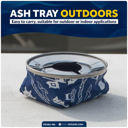 Windproof Ashtray, Blue, Stainless Steel & Fabric, 2-Pack - FO101-M2 - Five Oceans