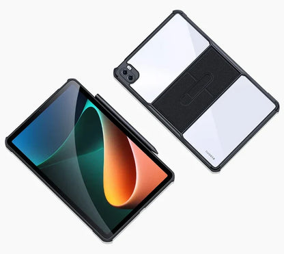 Tablet with stylus and protective case.