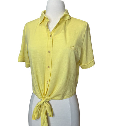 Yellow Oversized Cropped Polo - XS